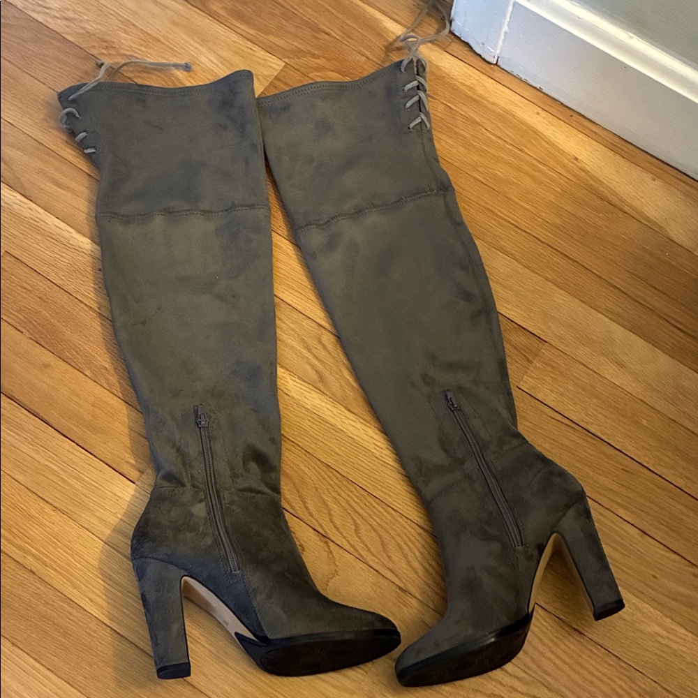Vince Over-the-Knee Boots in Taupe Suede